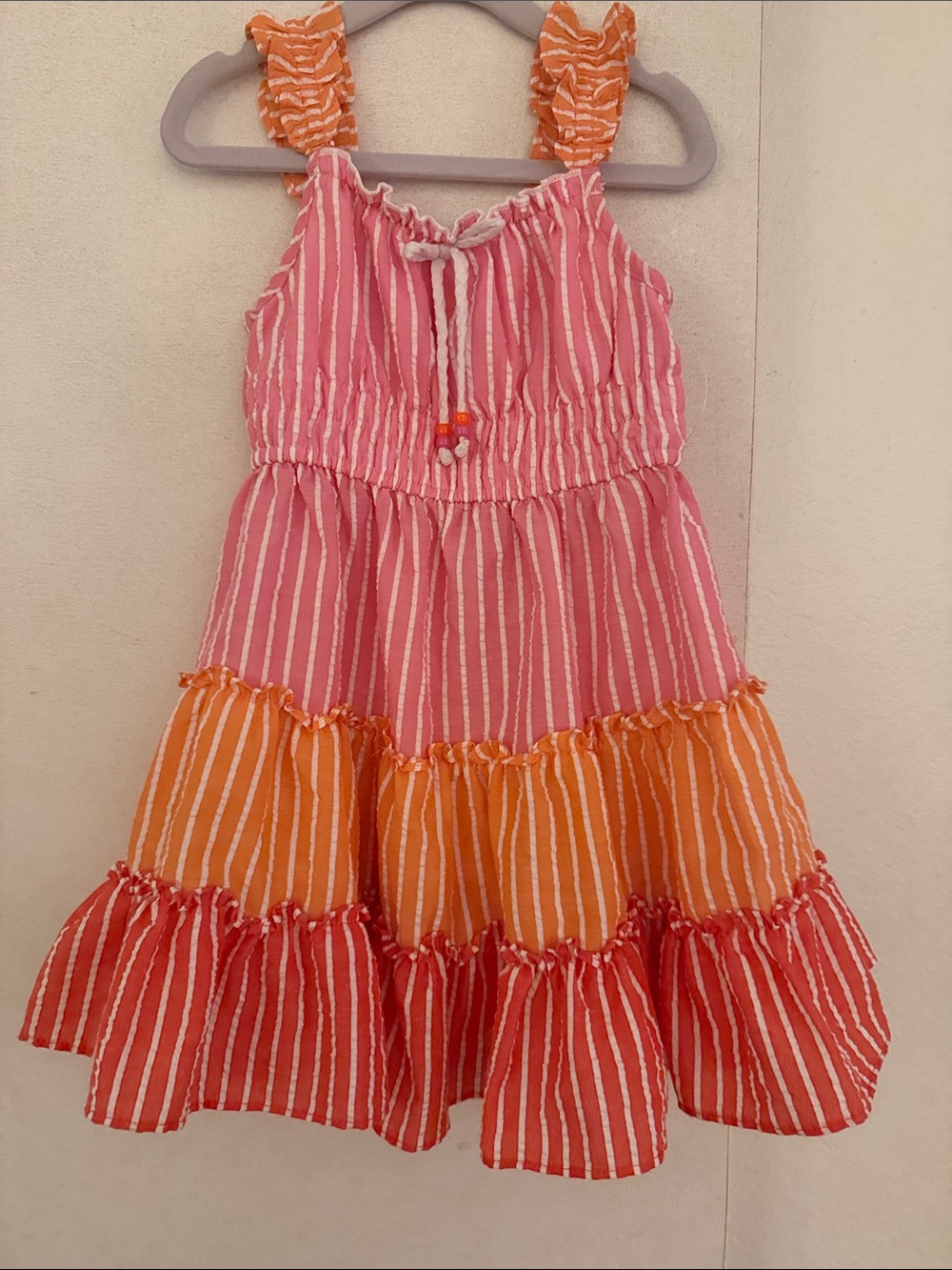 Jona Michelle Pink & Orange Tiered Stripe Dress